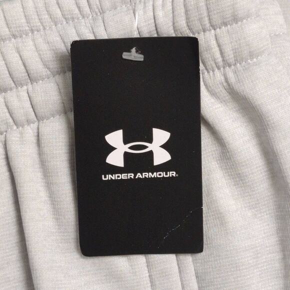 NWT Under Armour UA Fleece Jogger Light Grey Logo Ribbed Cuff Pants S - Picture 12 of 13